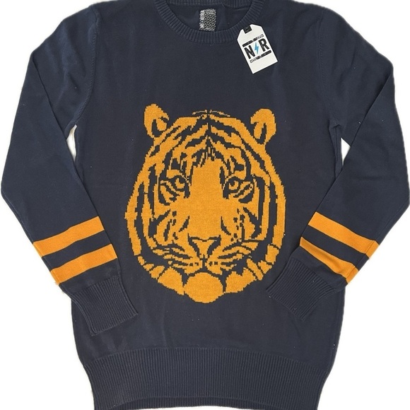 No Retreat Other - No Retreat Boys Pullover Sweater XL (18-20) - Navy Blue With Yellow/Orange Tiger